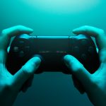 Stock photo of hands holding a gamepad